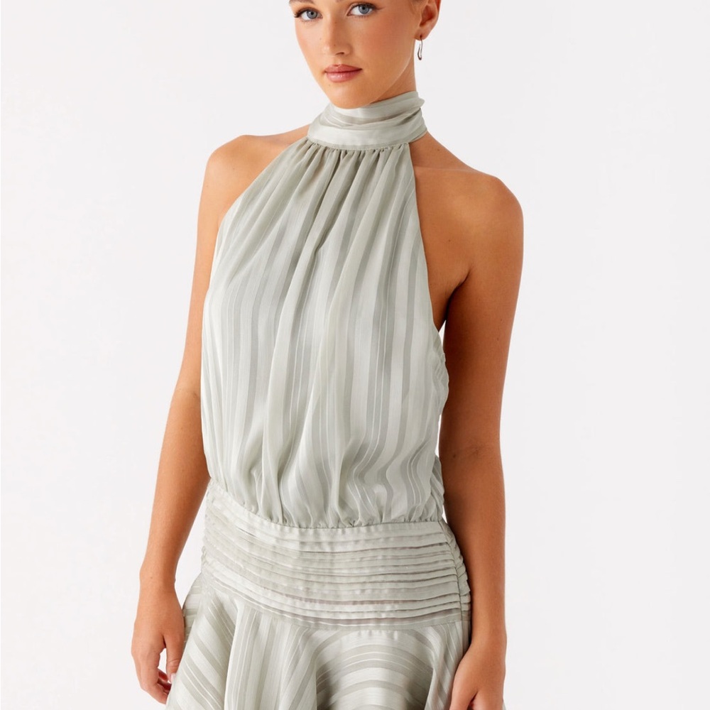 Peppermayo Pale Sage Halter Mini Dress